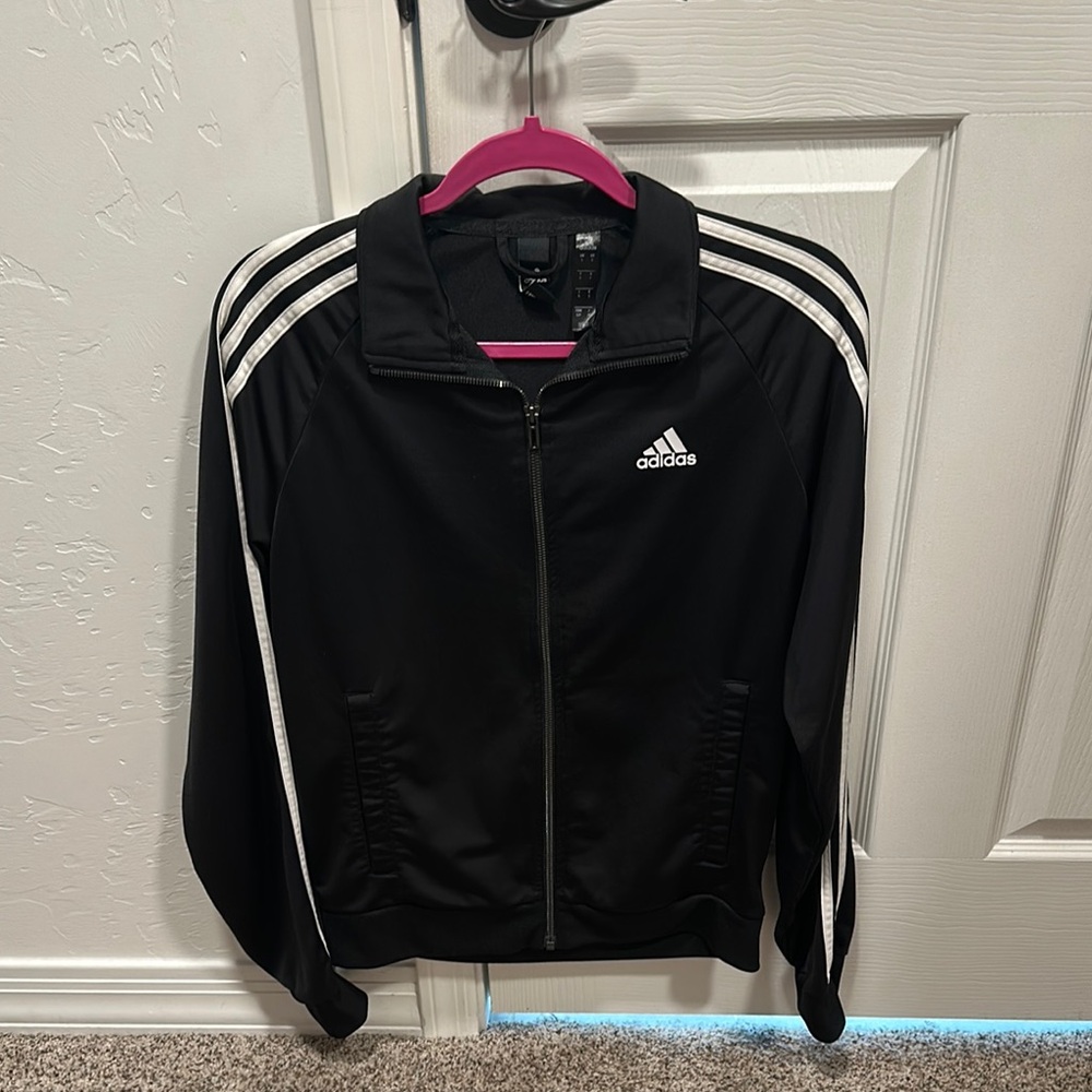 Adidas Black Bomber Jacket with Signature Stripes